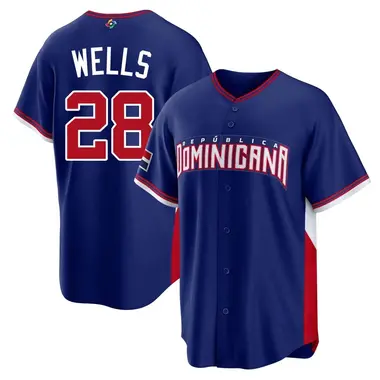 Dominican Republic Baseball Men's Austin Wells 2026 World Classic Road Stadium Jersey - Replica Royal