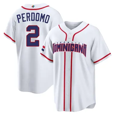 Dominican Republic Baseball Men's Geraldo Perdomo 2026 World Classic Home Stadium Jersey - Replica White