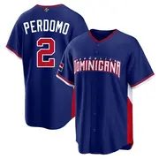 Dominican Republic Baseball Men's Geraldo Perdomo 2026 World Classic Road Stadium Jersey - Replica Royal