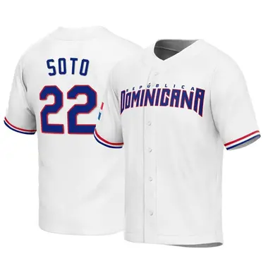 Dominican Republic Baseball Men's Juan Soto 2023 World Baseball Classic  Jersey - Replica White - Dominican Republic Store