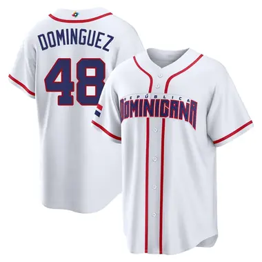 Dominican Republic Baseball Men's Seranthony Dominguez 2026 World Classic Home Stadium Jersey - Replica White