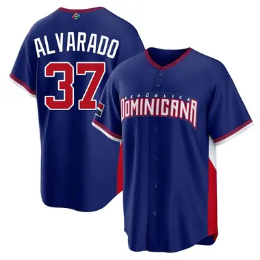 Dominican Republic Baseball Youth Elvis Alvarado 2026 World Classic Road Stadium Jersey - Replica Royal